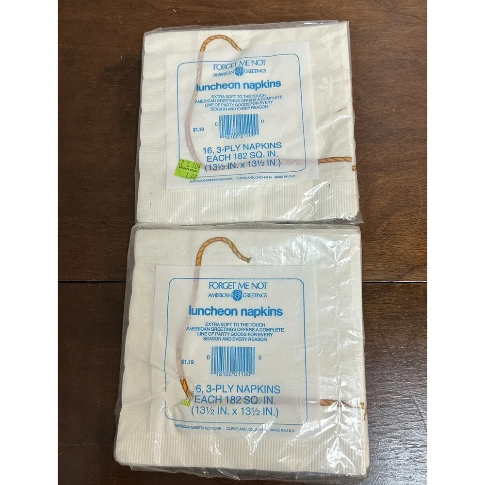 Vintage Happy Birthday Pardner Cowboy Party Napkins 2 Packs NEW NOS